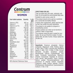 Centrum Women Multivitamin Tablets for Women, Vitamins with 23 Essential Nutrients, including Vitamin C, D and Iron, 30 ct (Packaging and Tablet colour may vary slightly)
