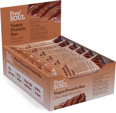 Free Soul Vegan Protein Bars 12 x 50g | Plant Based Chocolate Protein Bars | Delicious Dairy Free, Low Sugar, Low Carb Bars | Sucralose Free, Gluten Free | 15g of Protein per Bar