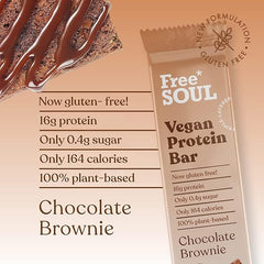 Free Soul Vegan Protein Bars 12 x 50g | Plant Based Chocolate Protein Bars | Delicious Dairy Free, Low Sugar, Low Carb Bars | Sucralose Free, Gluten Free | 15g of Protein per Bar