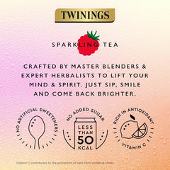 Twinings Refresh - Raspberry & Lemon Flavoured Sparkling Tea-Refreshing Fruity Beverage No Added Sugar, Low in Caffeine/Calorie, Healthy Alternative,Antioxidant Rich,Vegan,Gluten Free