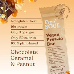 Free Soul Vegan Protein Bars 12 x 50g | Plant Based Chocolate Protein Bars | Delicious Dairy Free, Low Sugar, Low Carb Bars | Sucralose Free, Gluten Free | 15g of Protein per Bar