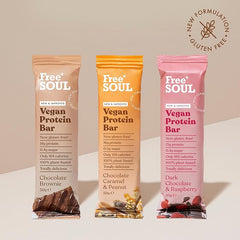 Free Soul Vegan Protein Bars 12 x 50g | Plant Based Chocolate Protein Bars | Delicious Dairy Free, Low Sugar, Low Carb Bars | Sucralose Free, Gluten Free | 15g of Protein per Bar