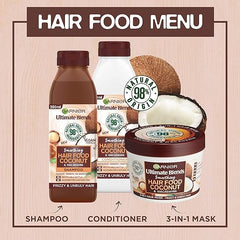 Garnier Ultimate Blends Coconut Conditioner For Curly Hair | Coconut Hair Food Conditioner by Garnier Ultimate Blends | 98 Percent Natural Origin Ingredients | 350 ml Pack of 6
