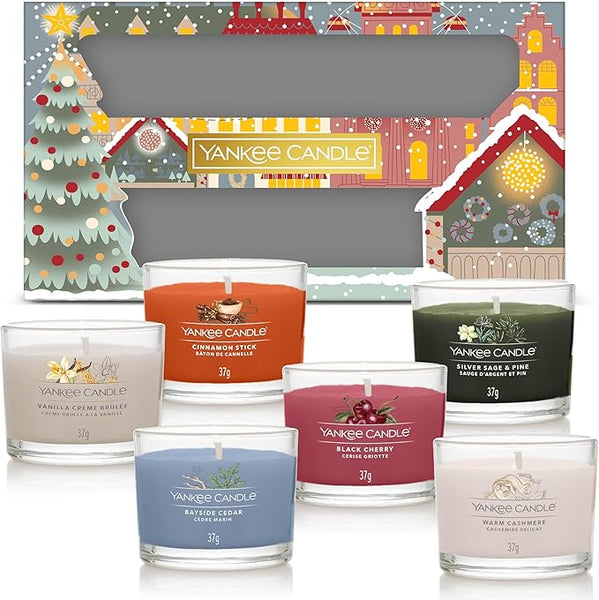 Yankee Candle Christmas Scented Candles Gift Set | 6 Scented Mini Filled Votive Signature Candles | Soy Blend Wax Mix | Perfect Christmas Gifts for Women