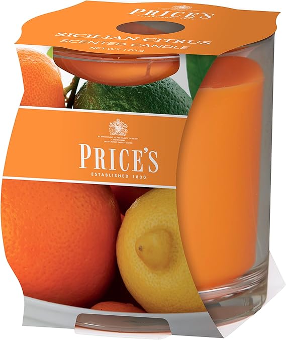 Price's - Sicilian Citrus Jar Candle - Delicious, Fresh, Quality Fragrance - Long Lasting Scent - Up to 45 Hour Burn Time [Energy Class A]
