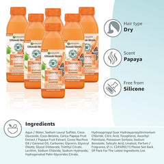 Garnier Ultimate Blends Shampoo For Damaged Hair | Papaya Hair Food Shampoo by Garnier Ultimate Blends | 98 Percent Natural Origin Ingredients | 350 ml Pack of 6