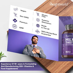 WeightWorld Milk Thistle Capsules - 180 Vegan Capsules - 3 Months Supply - High Strength Milk Thistle (Providing: 80% Silymarin) - Odour & Aftertaste Free Unlike Milk Thistle Tablets - Made in The UK