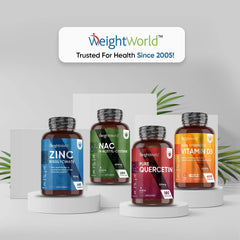 WeightWorld Pure Quercetin Capsules - 6 Months Supply (180 Vegan Quercetin Powder Capsules) - High Strength Quercetin Supplement - Offers Better Absorption & Effectiveness - Natural Immunity Supplement