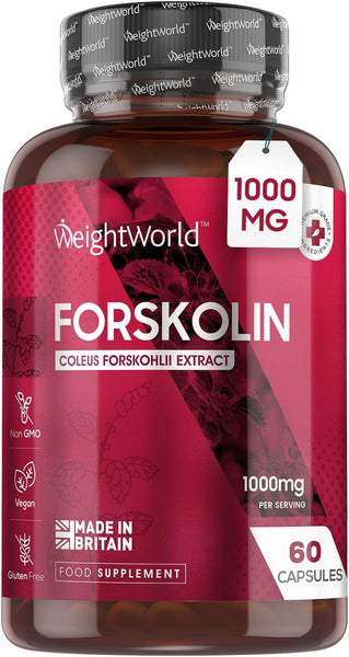 WeightWorld Forskolin Capsules 1000mg - 60 Vegan Capsules - Coleus Forskohlii Extract - Keto & Low Carb Diet Friendly Supplement for Men & Women - Allergen & GMO-Free