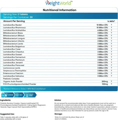 WeightWorld Bio Cultures Complex Probiotics and Prebiotics - 77 Billion CFU - 20 Live Bacterial Cultures - 60 Probiotic Complex Capsules for Women & Men - Lactobacillus Acidophilus, Gasseri, Rhamnosus & Reuteri