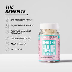 HAIR BURST Postpartum Vitamins For Hair Loss - Hairburst Pregnancy Supplements With Added Biotin, Folic Acid & B Vitamins - Breastfeeding For Prenatal & Postnatal Use - 30 Day Capsule Supply