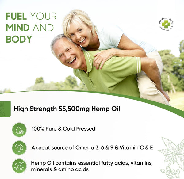 WeightWorld Pure Hemp Oil 55,500mg (60ml)- Cold Pressed, Vegan & High ...