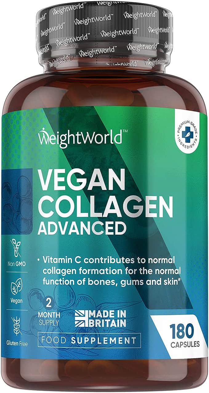 WeightWorld Vegan Collagen Supplements for Women & Men - 2 Month Supply - Plant Based Vegan Collagen Capsules with Hyaluronic Acid, Vitamin E, Vitamin C - High Strength Vegetarian Collagen for Skin, Hair & Joints