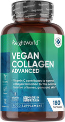 WeightWorld Vegan Collagen Supplements for Women & Men - 2 Month Supply - Plant Based Vegan Collagen Capsules with Hyaluronic Acid, Vitamin E, Vitamin C - High Strength Vegetarian Collagen for Skin, Hair & Joints