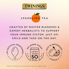 Twinings Defence-Orange and Passionfruit Flavoured Sparkling Tea-Refreshing Fruity Beverage(12X250ml Cans)-No Added Sugar,Low in Caffeine/Calorie,Healthy Alternative,Antioxidant Rich,Vegan,Gluten Free