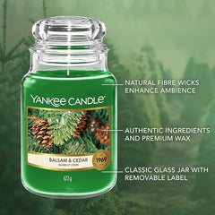 Yankee Candle Scented Candle | Balsam & Cedar Large Jar | Long Burning Candles: up to 150 Hours | Perfect Christmas Gifts for Women
