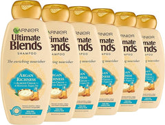 Garnier Ultimate Blends Shampoo | Argan Richness Moroccan Argan Oil & Almond Cream Nourishing for Dry, Unruly Hair | 360 ml | Pack of 6