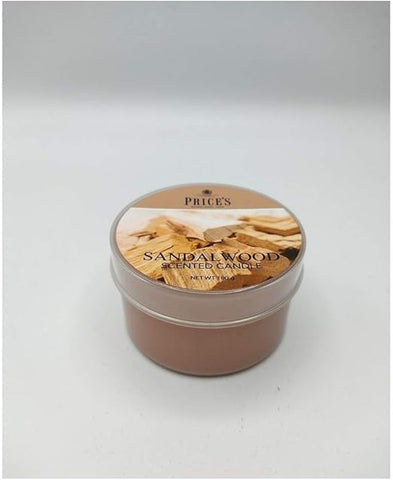 Price's - Sandalwood Tin Candle - Classic, Woody, Quality Fragrance - Long Lasting Scent - Ideal for All Occasions