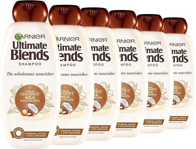 Garnier Ultimate Blends Shampoo | Coconut Milk & Macademia Nourishing for Dry Hair | 360 ml | Pack of 6