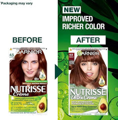 Garnier Nutrisse Permanent Hair Dye, Natural-looking, hair colour result, For All Hair Types, 4.5 Auburn