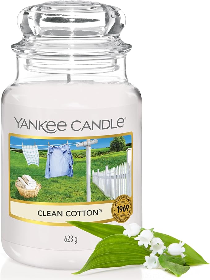 Yankee Candle Scented Candle | Clean Cotton Large Jar | Long Burning Candles: up to 150 Hours | Perfect Gifts for Women