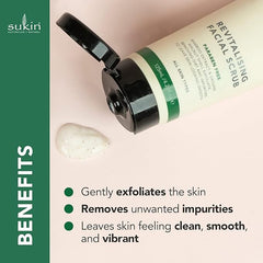 Sukin Signature Revitalising Facial Scrub 200ml -with Bamboo, Walnut Shells & Aloe Vera; cruelty free & vegan friendly - uses gentle granules to lightly exfoliate the skin, removing dirt & impurities.