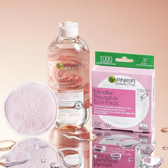 Garnier Micellar Rose Cleansing Water For Dull Skin 100ml, Glow Boosting Face Cleanser & Makeup Remover, Travel Size, Fragrance Free, Recognised By The British Skin Foundation, Use With Reusable Micellar Eco Pads