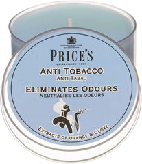 Price's - Anti-Tobacco Tin Candles - Odour Eliminating - Made with Orange and Clove Extracts - Clean, Fresh, Quality Fragrance - Long Lasting Scent [Energy Class A]