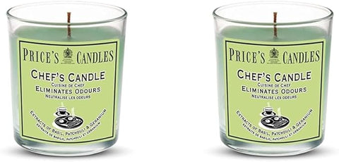 Price's - Chef's Jar Candle - Odour Eliminating Candle - Made with Basil, Patchouli & Geranium Extracts - Clean, Fresh, Quality Fragrance - Long Lasting Scent (Pack of 2)