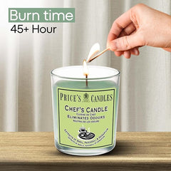 Price's - Chef's Jar Candle - Odour Eliminating Candle - Made with Basil, Patchouli & Geranium Extracts - Clean, Fresh, Quality Fragrance - Long Lasting Scent [Energy Class A]
