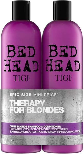 TIGI Bed Head Dumb Blonde Shampoo and Conditioner Set - Nourishing Professional Coloured Hair Treatment - Ideal For Blonde Hair - 750 ml (Pack of 2)