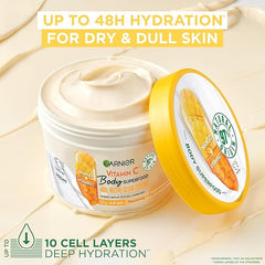 Garnier Body Superfood, Nutri Glow Body Cream, Vitamin C & Mango, for Dry & Dull Skin, Brightening & Glowing, Nourishing & Fast Absorbing, Vegan Formula, Approved by Cruelty Free International, 300ml