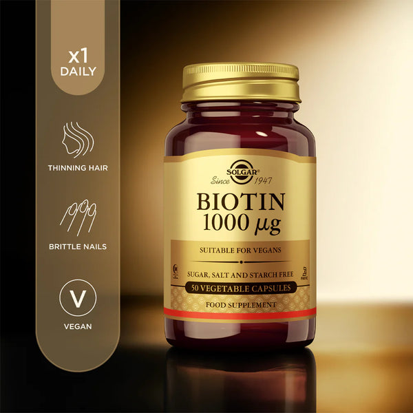 Solgar-Biotin 1000 mcg Vegetable Capsules - Pack of 50