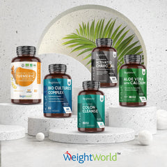 WeightWorld Intensive Colon Cleanse with Psyllium Husk Powder, Brown Rice Bran, 10 Billion Gut Bacteria, Prebiotic Fibre - Natural Colon Fiber Supplement - Colon Cleanse Kit & Colon Cleanse Tablets Alternative