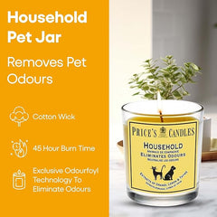 Price's - Household Pet Jar Candle - Odour Eliminating Candle - Made With Orange, Lemon & Thyme Extracts - Clean, Fresh, Quality Fragrance - Long Lasting Scent [Energy Class A]