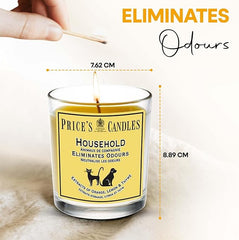 Price's - Household Pet Jar Candle - Odour Eliminating Candle - Made With Orange, Lemon & Thyme Extracts - Clean, Fresh, Quality Fragrance - Long Lasting Scent [Energy Class A]