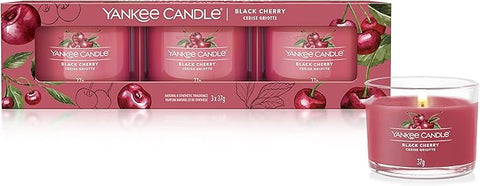 Yankee Candle Scented Candles Gift Set | Black Cherry Filled Votive Candles | Soy Blend Wax Mix | 3 Count, One Size, 1701393E