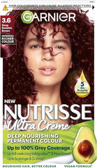 Garnier Nutrisse Permanent Hair Dye, Natural-looking, hair colour result, For All Hair Types, 3.6 Deep Reddish Brown