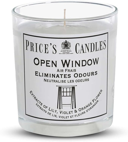 Price's - Open Window Jar Candle - Odour Eliminating Candle - Made With Lily, Violet And Orange Flower Extracts - Clean, Fresh, Quality Fragrance - Long Lasting Scent [Energy Class A]