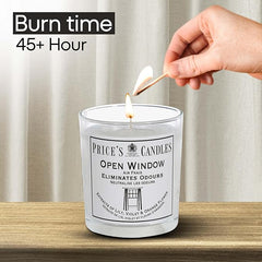 Price's - Open Window Jar Candle - Odour Eliminating Candle - Made With Lily, Violet And Orange Flower Extracts - Clean, Fresh, Quality Fragrance - Long Lasting Scent [Energy Class A]