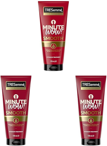 TRESemmé 1 Minute WOW Smooth Intensive Hair Treatment with hydrolysed keratin & Pro-Bond Complex for frizzy, damaged hair 170 ml (Pack of 3)