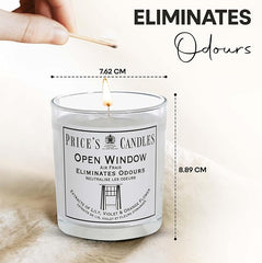 Price's - Open Window Jar Candle - Odour Eliminating Candle - Made With Lily, Violet And Orange Flower Extracts - Clean, Fresh, Quality Fragrance - Long Lasting Scent [Energy Class A]