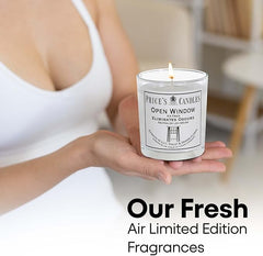 Price's - Open Window Jar Candle - Odour Eliminating Candle - Made With Lily, Violet And Orange Flower Extracts - Clean, Fresh, Quality Fragrance - Long Lasting Scent [Energy Class A]