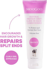 MooGoo Protein Shot Leave-In Conditioner - Hydrates & Protects Hair Ends, Silicone-Free, Natural Formula, Non-Irritating, Moisturising Hair Treatment, Detangler for Dry, Frizzy Hair, 120g / 4.2oz.