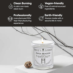 Price's - Open Window Jar Candle - Odour Eliminating Candle - Made With Lily, Violet And Orange Flower Extracts - Clean, Fresh, Quality Fragrance - Long Lasting Scent [Energy Class A]