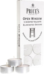 Price's - Open Window Tealights - Pack of 10 - Odour Eliminating Tealights - Made with Lily, Violet and Orange Flower Extracts - Clean, Fresh, Quality Fragrance - Long Lasting Scent [Energy Class A]