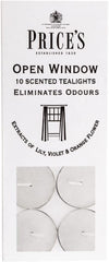 Price's - Open Window Tealights - Pack of 10 - Odour Eliminating Tealights - Made with Lily, Violet and Orange Flower Extracts - Clean, Fresh, Quality Fragrance - Long Lasting Scent [Energy Class A]