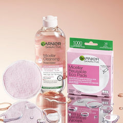 Garnier Micellar Rose Water For Dull Skin 400 ml, Glow Boosting Face Cleanser and Makeup Remover, Recognised By The British Skin Foundation, Use With Reusable Micellar Eco Pads