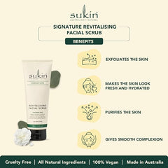 Sukin Signature Revitalising Facial Scrub (Pack of 2) -with Bamboo, Walnut Shells & Aloe Vera; cruelty free & vegan friendly - uses gentle granules to lightly exfoliate the skin, removing dirt & impurities