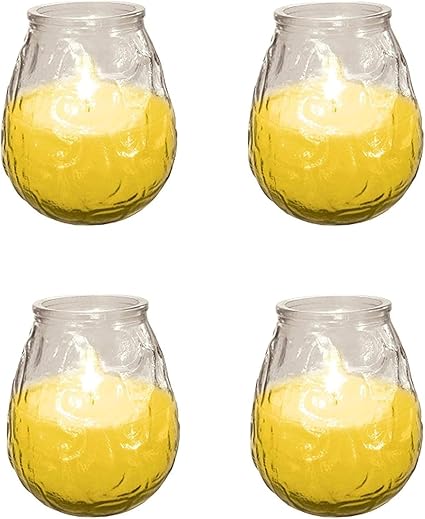 Price's Candles Pack of 4 Citronella Candles | Citronella Candle Perfect for Enjoying Outdoors | Outdoors Great for BBQ's, Picnics or Camping, Yellow [Energy Class A]